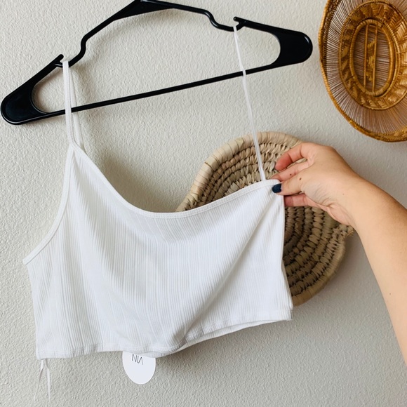 NEW White Rip Crop Tank - Picture 2 of 3